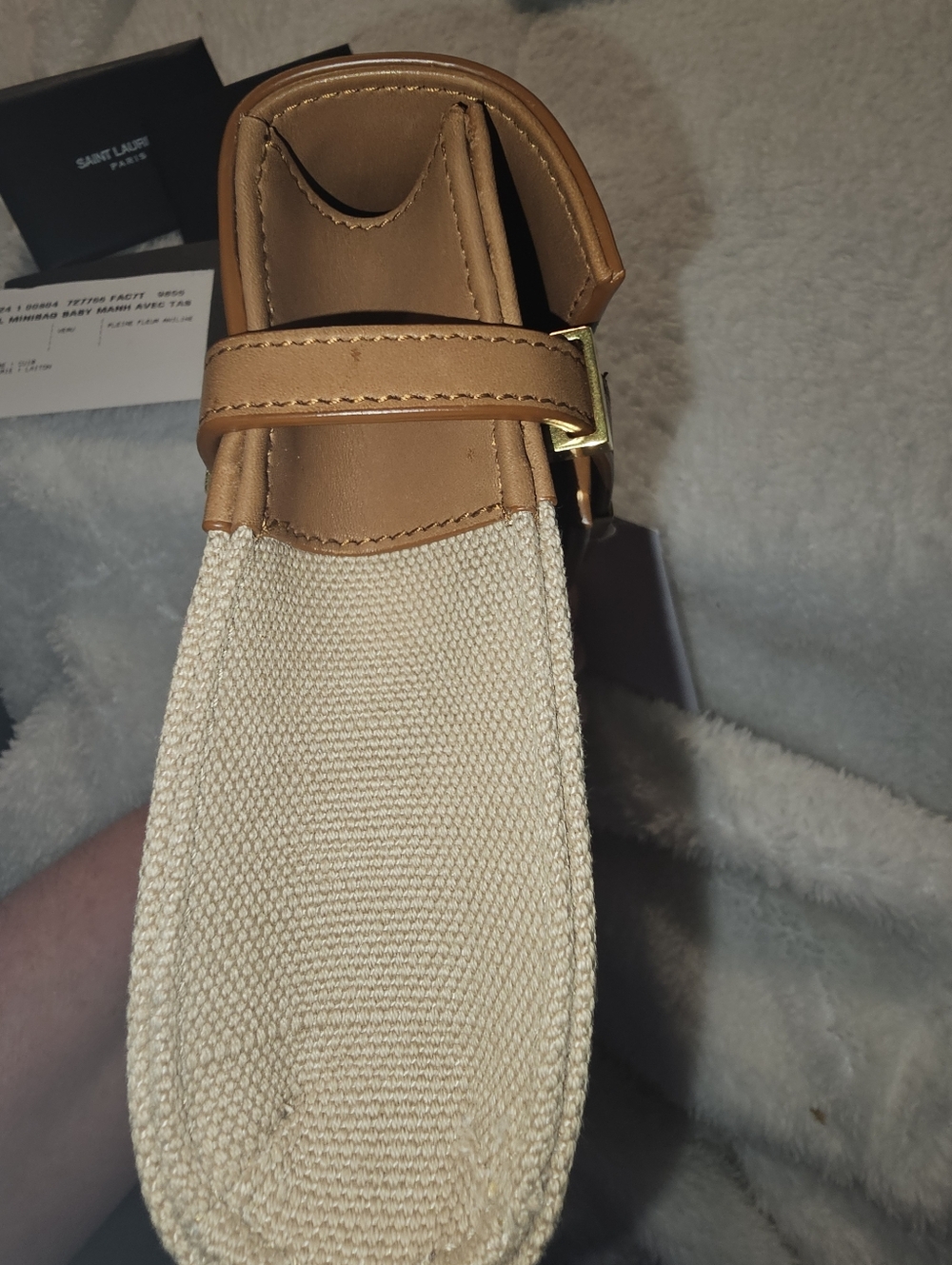 Saint Laurent Manhattan Canvas and Leather Mini Crossbody Bag. - Picture 13 of 16